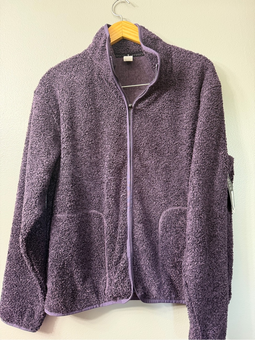 Xersion Cozy Purple Sherpa Full-Zip Jacket small